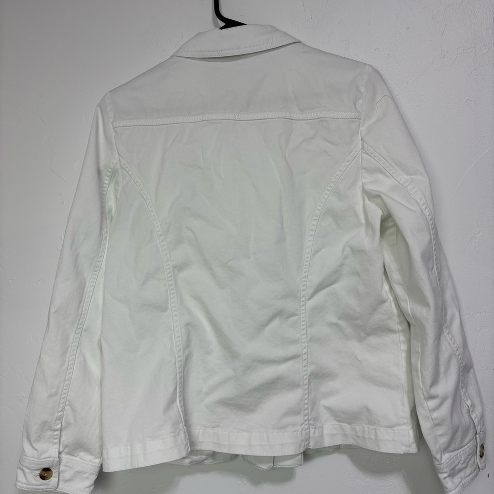 Appleseed's Medium Women Blazer Jacket Lightweight White Button Front Pockets - Picture 4 of 10